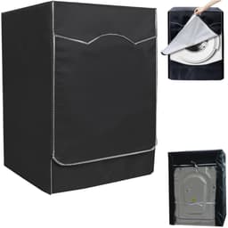 1 stuk - Hoes voor wasmachine met voorlader - Hoes voor droger - Stofkap voor wasmachine - Deksel voor droger - Waterdicht, stofdicht en zonbestendig - 60×60×85 cm - Zwart - Geschikt voor wasmachines met voorlader, drogers — thumbnail 1