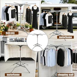Droogrek Staand - Kledingmolen Opvouwbaar - Kleding Drogen - 6 Vleugels Verstelbaar - 170 cm Hoog - Grijs — thumbnail 4
