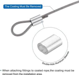 Metalen kabel van roestvrij staal 304, 40 meter, gecoat met vinyl, 6 aluminium mouwen - voor droogrek en heffen - zwart — thumbnail 5
