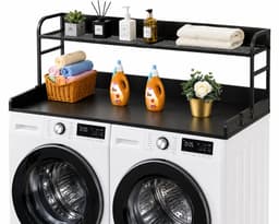 Lifero Wasdroger Werkblad - Aanrecht Wasruimte - Wasmachine Organiseren - Ombouwmeubel Zwart met Plank - Afdekplaat Ombouw Droger — thumbnail 1