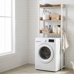 Wasmachine rek - 166,5x63x25cm - wit-houtlook — thumbnail 3