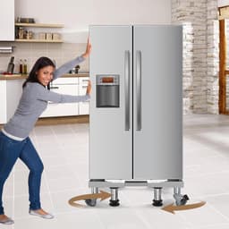 Onderstel voor wasmachine met 4 wielen + 4 poten, berenbelasting 300 kg | Voetstuk voor wasmachine, droger, koelkast, verstelbare breedte 48-65 cm, hoogte 14-17 cm, antislip, schokabsorberend — thumbnail 4