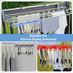 Ryoudavell - Sokkendroger - Set van 6 stuks - Sokkenhangers - Draagbare washaken - winddicht droogrek - voor hoeden, schoenveters, handdoeken en sokken - Kunststof Wasrek & Sokkendroger - Hangend Droogrek voor Sokken en Ondergoed — thumbnail 5
