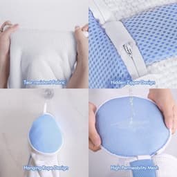Schoenwaszak met rits - 2 stuks - Wit/Blauw - Herbruikbaar - Polyester - Zachte vezels voor reiniging - Schoenentas — thumbnail 4