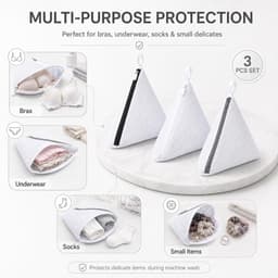 Set van 3 - Mini waszakjes van mesh - Waszakken - Polyester wasmachinezakjes - Waszakken van mesh met ritssluiting - 14*15 cm - Wit - Compact en draagbaar - Herbruikbaar - Geschikt voor delicate kleding, ondergoed en sokken — thumbnail 3