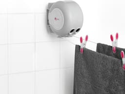 Waslijn uittrekbaar - Grijs - 30 meter - Muurbevestiging met Draaibare Beugel - Voor Binnen en Buiten — thumbnail 3