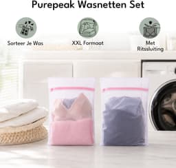 Purepeak Wasnetten XXL Set 2 Stuks - Wasnetjes met Ritssluiting - 90 x 110 cm - Waszakken voor Wasgoed - Wasnet - Groot — thumbnail 4