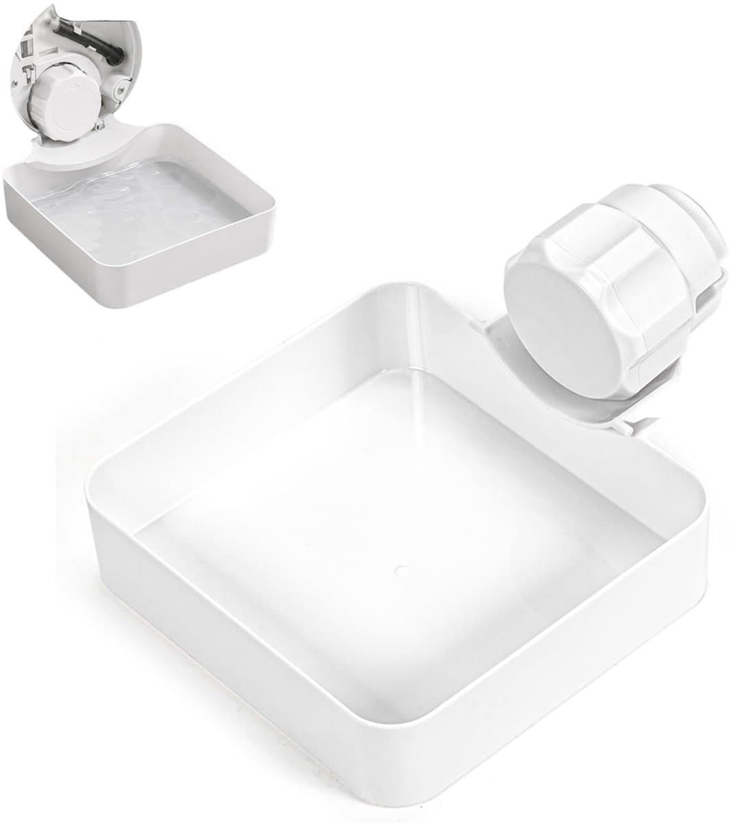 Lekbak Wasmachine - Afvoerbak voor wasmachine - Afvalwaterbak van de wasmachine - Afvalwateropvangbak - 16 × 18cm - Geschikt voor wasmachines - Met lekbak + universele geleidingsplaat + moer - Universeel - Wit — afbeelding 1