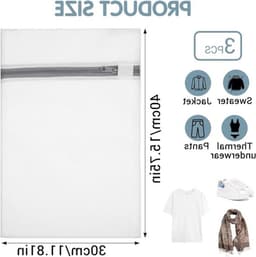 3x Mesh Waszakken 30x40cm voor Wasmachine, Wasnet met Rits, Ideaal voor Kleding en Delicate Stoffen — thumbnail 2
