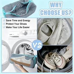 Schoenwaszak voor wasmachine – Herbruikbare microvezel sportschoen waszak – Chenille binnenborstel – Zelfsluitende rits – Beschermt schoenen en wasmachine – 2 stuks – Grijs — thumbnail 2