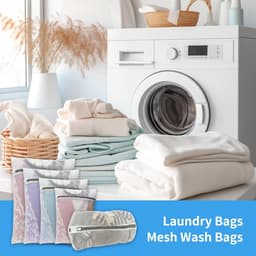 SnelShoppen - 8 Stuks Herbruikbare Mesh Waszakken voor Kleding, Delicate Blouse, Kousen, T-Shirts, Sokjes, Ondergoed, Bh's, Baby Kleding, Duurzaam en — thumbnail 2