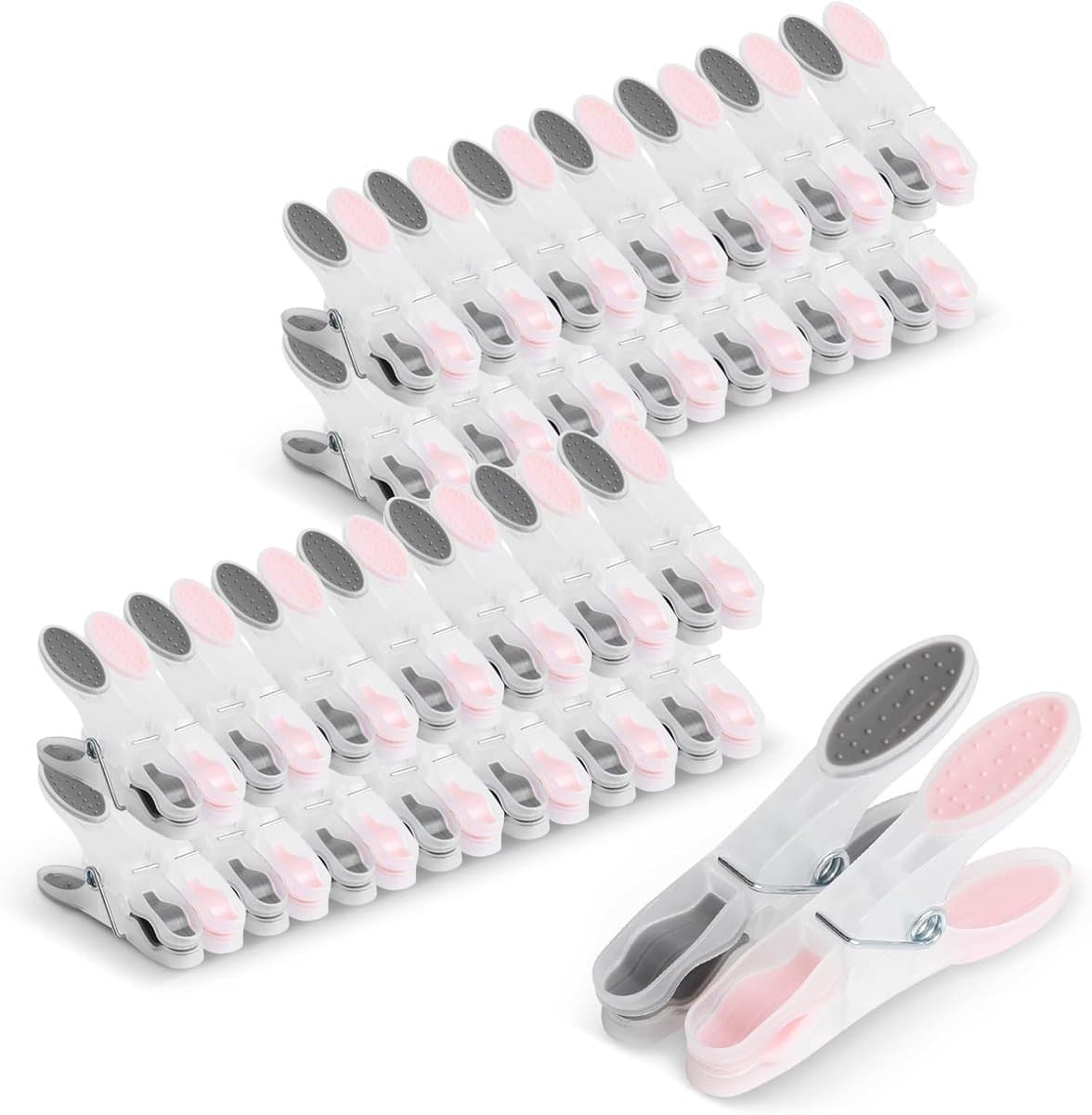 Wasknijpers, 60 stuks wasknijpers, voor buiten, kunststof voor strandhanddoek, winddicht, wasknijpers voor handdoeken, dekens, beddengoed, kleding — afbeelding 1