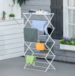 Droogtoren Inklapbaar 8 Laags 74 X 35 X 144 Cm Metaal Abs Wit Voor Compact Wassen En Ruimtebesparend Drogen — thumbnail 1