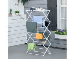 Droogtoren Inklapbaar 8 Laags 74 X 35 X 144 Cm Metaal Abs Wit Voor Compact Wassen En Ruimtebesparend Drogen