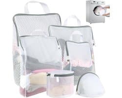6 stuks wasnet, 50 x 60 cm, 40 x 50 cm, met ritssluiting en handgrepen | Waszak voor de wasmachine, 5 maten, vervorming en vouwen van kleding om waszakken te voorkomen, voor jassen