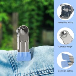 Wasknijpers,Antislip Spoorloos | Metalen Knijpers – Roestvrijstalen Knijpers Voor Handdoeken, Sokken, Ondergoed, Voedselafdichting En Foto'S. — thumbnail 4