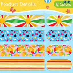 8 stuks handdoekbanden voor stoelen - strandhanddoekclips riemhouders elastisch winddicht voor ligstoel, zwembad, zomer - regenboogstijl, 29,8 x 4,97 cm — thumbnail 2