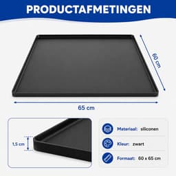 Bobypet - Wasmachine Opvangbak - Waterdichte Siliconen Lekbak 60 x 65 cm - Vloerbescherming voor Wasmachine en Droger - Zwart — thumbnail 3