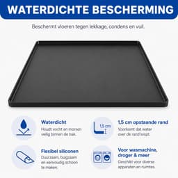 Bobypet - Wasmachine Opvangbak - Waterdichte Siliconen Lekbak 60 x 65 cm - Vloerbescherming voor Wasmachine en Droger - Zwart — thumbnail 2