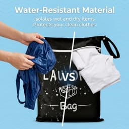 Reisset met Waterdichte Waszak voor Vuile Was, Vouwbare Nat Zak voor Gym, Zwemmen en Kamperen, Geurvrije Ontwerp, Set van 2 — thumbnail 5