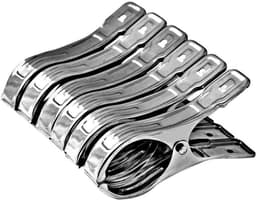 6 Stuks Rvs Wasknijpers 12cm - Stevige Clips voor Strandhanddoeken Badlakens Beddengoed en Dikke Kleding - Roestvrijstalen Klemmen voor Wasgoed en Tapijten — thumbnail 1