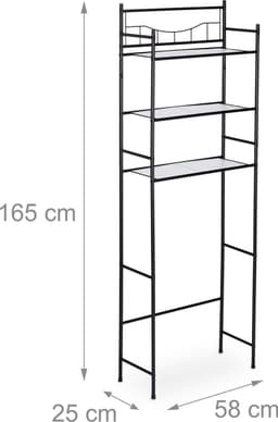 Wasmachine rek metaal 3 etages 165 x 58 x 25 cm - droger toiletrek - staand badkamerrek - zwart Wasmachine rek — thumbnail 5