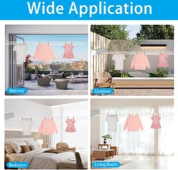 Telescopische Intrekbare Waslijn - Indoor Outdoor Wandmontage Wasdroger Lijn - Wandmontage Kleding Hangende Lijn met 5 Ropes washing line — thumbnail 4
