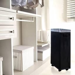 Opvouwbare Slimme Rolling Sorteerder en Organizer op Wielen - Hoge Dunne Zwarte Wasmand Mand - Vuile Wasmand Opbergbak voor Thuisgebruik — thumbnail 5