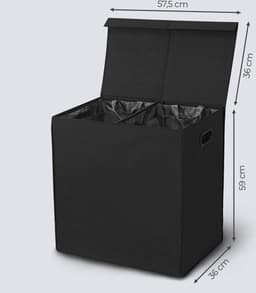 Basic wasmand - Opvouwbaar - 2 compartimenten - 120 liter - Zwart — thumbnail 2