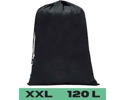 Waszak XXL - 90x60cm - Zwart - Met Trekkoord - Polyester - Laundry Bag - Vuile Was Zak