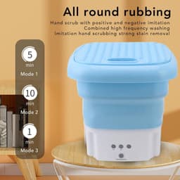 Draagbare Mini-Wasmachine en Droger - Emmerwasmachine met Centrifuge - Opvouwbare Ondergoedsokken Wasmachine voor Studentenflat Dorm Camping RV Travel (Blauw) — thumbnail 5