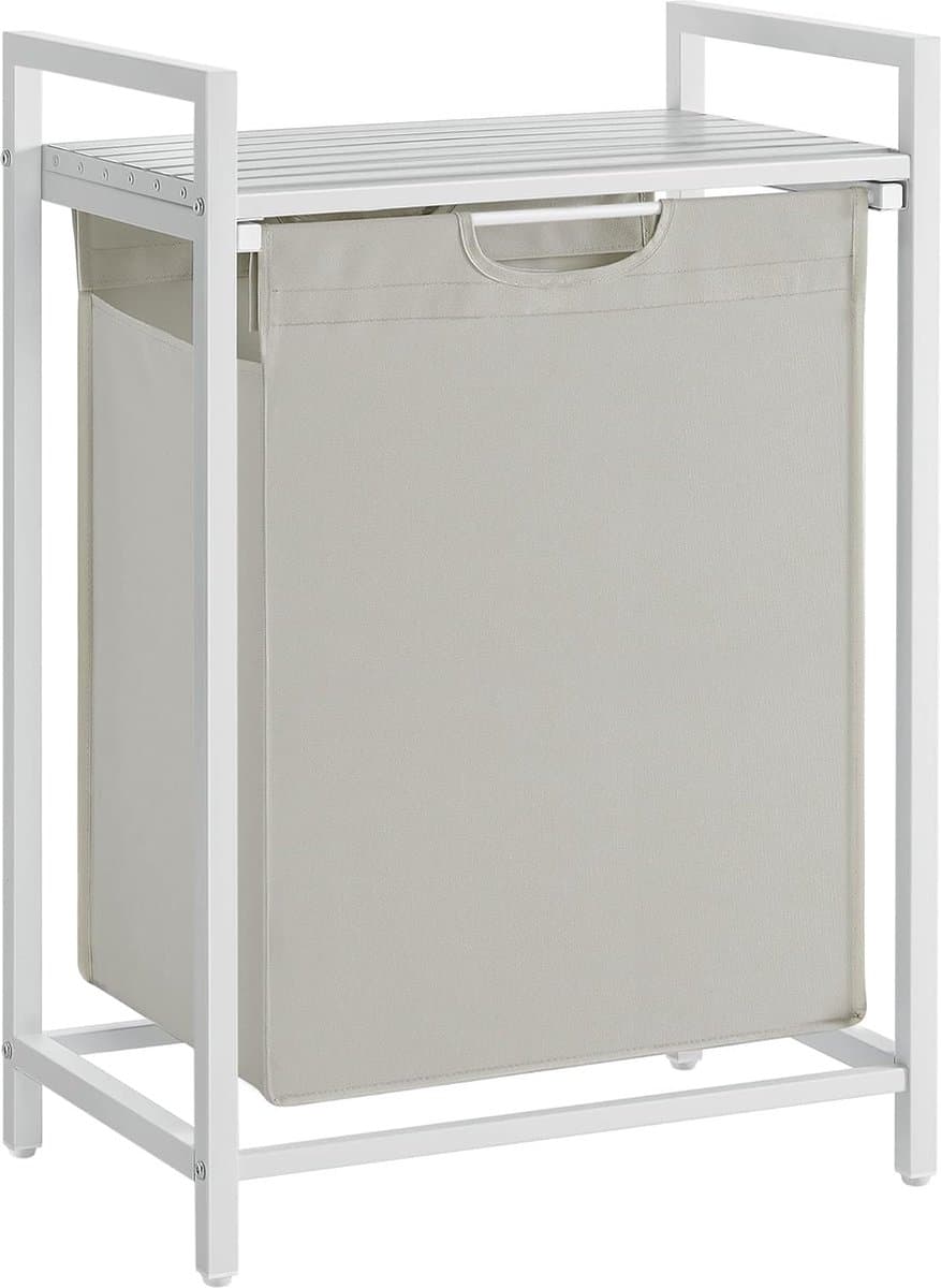 Hoppa! - Wasmand - 1 vak, 1 afneembare zak van Oxford-stof, plank, metalen frame, 65 l, wit — afbeelding 1