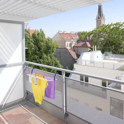 Hangend wasrek voor balkon en camping - Ruimtebesparend droogrek met 4 meter drooglengte, uitklapbaar in wit — thumbnail 3