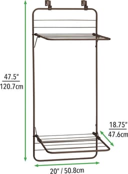 Ruimtebesparend metalen droogrek om aan de deur te hangen - 2 niveaus - praktische wasdroger voor badkamer of wasruimte - brons - wasrek met deurbevestiging — thumbnail 4