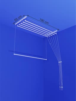 Heavy-duty Ruimtebesparend Plafond Droogrek - 6 stangen elk 190 cm lang — thumbnail 1