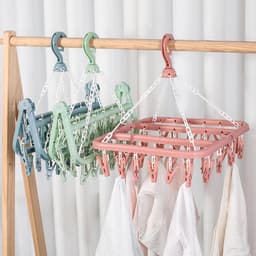 2 Pack Drying Clothesline 32 Peg Airer for Underwear Sock Pants -Bra Lingerie Camping Caravan Travel Wardrobe - Windproof Drying Rack with Clips — thumbnail 5