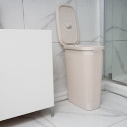 Wasmand 'Hessian' - 40 Liter - Wasbox met deksel - Crème - Ventilerend — thumbnail 2