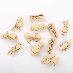 Mini Wasknijpers Hout Duurzaam Konijntje Bietenvorm 5 cm Paashaas - 12 Stuks Fotowand Gastgeschenk Knutselen — thumbnail 2