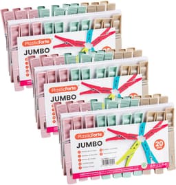 Plasticforte Wasknijpers XL formaat - 60x stuks - pastel kleuren mix - kunststof - 10 cm - Was ophangen — thumbnail 1