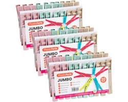 Plasticforte Wasknijpers XL formaat - 60x stuks - pastel kleuren mix - kunststof - 10 cm - Was ophangen