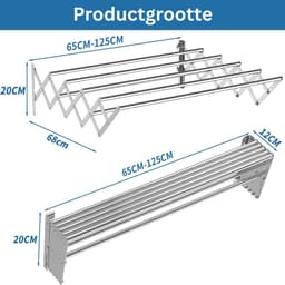 CLGP® Wanddroogrek - Droogrek Inklapbaar - Wasrek - Droogtoren - Droogrekken - Zilver — thumbnail 5