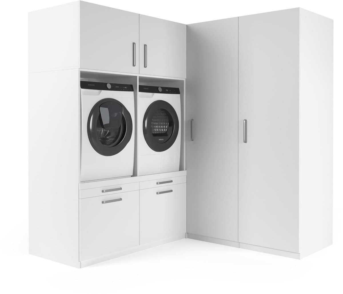 Wasophoogte® Wasmachine Kast Florence - Wasmachine verhoger - Wasmachine ombouw - 700(D)*2030(B)*2110(H) mm - Wit — afbeelding 1