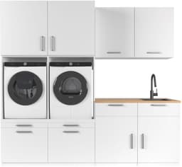 Wasophoogte® Wasmachine Kast Singapore - Wasmachine verhoger - Wasmachine ombouw - 700(D)*2530(B)*2350(H) mm - Wit — thumbnail 1
