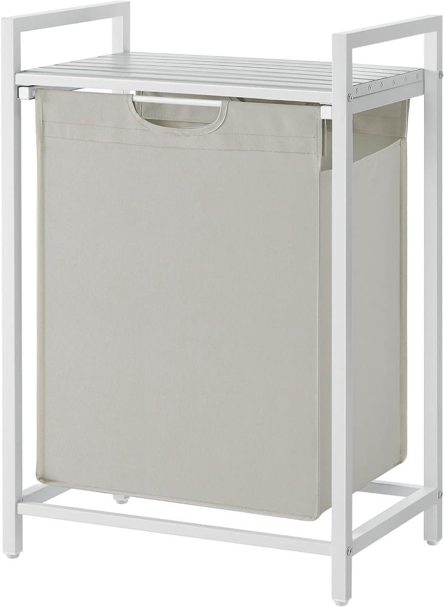 Laundry basket with shelf, box, and removable bag - 65 L 50 x 33 x 72 cm white BLH101W01 — afbeelding 1