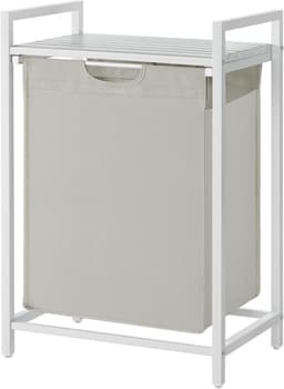 Laundry basket with shelf, box, and removable bag - 65 L 50 x 33 x 72 cm white BLH101W01 — thumbnail 1