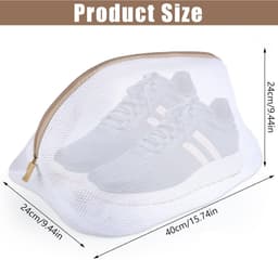 Waszak-waszak schoenen-waszak voor schoenen-5 netwaszakken voor schoenen - waszakken met rits ter bescherming van schoenen - geschikt voor sneakers, sportschoenen, slippers - Wit - 40x24x24cm — thumbnail 2