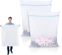 Famanu - Waszakken Groot 90 x 110 cm 2 Stuks Mesh Waszakjes XXL Wasmachine Tas Wasnetten met Rits voor Jas Jurk Beddengoed Deken Laken Quilt Tapijt Gordijnen Donsjack Reisorganisator — thumbnail 1