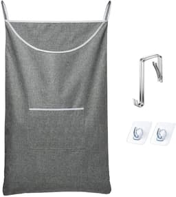 Hangende wasmand, deurhangende wasmand met grote opening Hangende wasmand Opbergtas Groot formaat 36 x 22 inch (Grijs) — thumbnail 1
