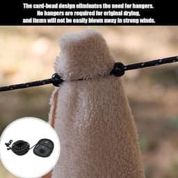 Uittrekbare waslijn, reiswaslijn, kampeerwaslijn, dubbele reflecterende lijn, geen spijkers nodig, ideaal voor kamperen, wandelen, campers en tenten, zwart, 3 m, zilver — thumbnail 5