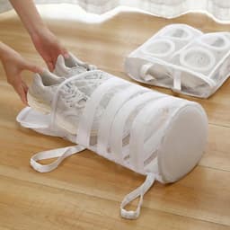 2 stuks schoenwaszakken - Alleen voor de wasmachine - Netstof schoenwaszak - Ophangbaar met rits - Geschikt voor het wassen van delicate kleding - Geschikt voor sportschoenen, ondergoed, sokken - Wit - 19 x 4 cm / 7,4 x 1,5 inch — thumbnail 3